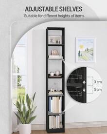 Hzuaneri Bücherregal, Bücherschrank,Würfelregal,Modernes offenes Regal aus Holz, Aufbewahrungsregale und Präsentationsregale für Wohnzimmer, Home Office, Schlafzimmer, 6-Tier, Schwarz