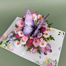 1pc SwammCard Vibrant 3D Pop-Up Greeting Card With Colorful Butterflies & Daisies - Perfect For Birthdays, Teacher Appreciation, Thanksgiving, Anniversaries, Weddings & Mother's Day - Unique & Memorable Celebration Tool For Everyone - 古銅色蝴蝶 - 查看 3