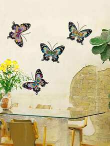 4 件套精致铁制蝴蝶墙饰 - 令人惊叹的悬挂金属艺术品，适用于室内和室外空间，无需电力，是送给家人和朋友的完美礼物，为花园、庭院、客厅、卧室、露台和阳台增添优雅气息