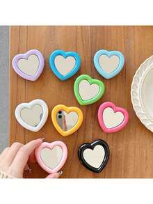 1 Stück einfarbiger Acrylspiegel Herzform Handy Griff Expandierbarer Tablet Tischständer kompatibel mit iPhone, Android Handy, Geschenk für Geburtstag, Familie, Freunde Drück-Zieh Handygriff, Handyhalterung, Handyzubehör kompatibel mit iPhone, Android Handy, Geschenk für Geburtstag, Familie, Freunde