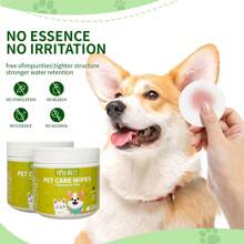 Pet Eye & Ear Wipes Extra-Large And Thickened (8cm In Diameter), Suitable For Cats And Dogs, Making Cleaning And Usage Easier. Gently Removes Tear Stains For Cats And Dogs-An Essential For Pet Eye Care. Ideal For Cleansing Your Pet's Face, Eyes, Ears, Paws, And Bottom.