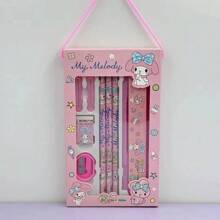 Sanrio Ensemble cadeau de papeterie Sanrio hello kitty et Cinnamoroll - Assortiment de fournitures scolaires en plastique avec règle, crayon, taille-crayon et gomme - Parfait pour les étudiants, les récompenses et les cadeaux de rentrée scolaire