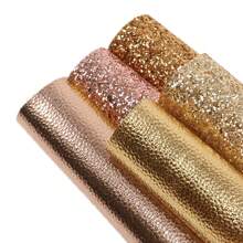 5pcs/Set Chunky Glitter Faux Synthetic Leather 7.7*12.9inch Fabric Sheets For DIY Bows, Waist Belt, Earrings, Handbag, Phone Case, Pencil Case, Shoes Bags Artificial Leather Crafts Handmade Material