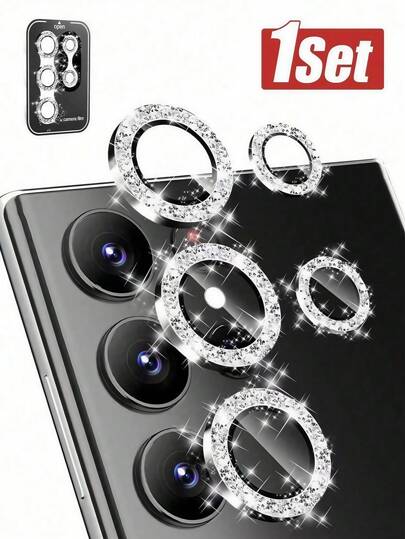 [Starry Sky Lens Film] Silver Sparkle Anti-Explosion Tempered Glass Lens Protector For Compatible With Samsung S25 Ultra/S24 FE, Compatible With S23/S22 Ultra/S25 Edge/A14 5G/A54/Filp5/Fold/A34/A55/A35/A15/A25/Compatible With Glalxy Z Fold7//Filp5/Fold6Full Series, Scratch-Resistant Starry Color Film