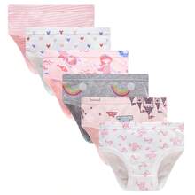 6pcs/Pack Baby Girls' Underwear With Dog, Unicorn, Flamingo Designs