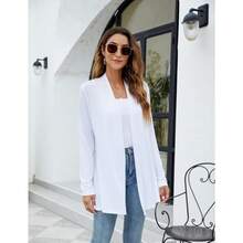 Newchoice Womens Casual Lightweight Long Sleeve Cardigan Soft Drape Open Front Fall Dusters (S-3XL) - White - View 6