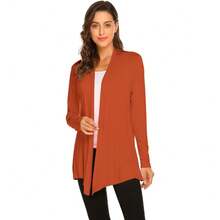 Newchoice Womens Casual Lightweight Long Sleeve Cardigan Soft Drape Open Front Fall Dusters (S-3XL) - Burnt Orange - View 3