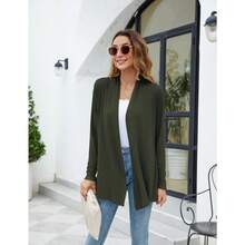 Newchoice Womens Casual Lightweight Long Sleeve Cardigan Soft Drape Open Front Fall Dusters (S-3XL) - Olive Green - View 8