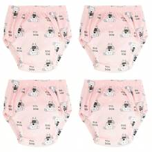 4 pièces de couches lavables et réutilisables pour bébé, étanches, respirantes, 6 couches de protection, 100% polyester, doublure et tissu extérieur imperméable, avec fonction anti-fuite, culottes de propreté, sous-vêtements pour bébé, cadeau de bébé