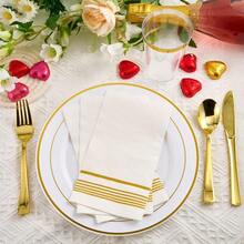 100 Pack Paper Napkins Guest Towels Disposable Premium Quality 3ply Dinner Napkins Disposable Soft Absorbent Party Napkins Wedding Napkins For Kitchen Parties Dinners Or Events-Local Delivery - Vàng - Xem 3