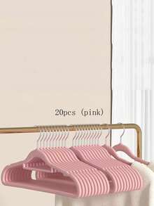 20 piezas de perchas con felpa, sin costuras, amigables con los hombros, antideslizantes, organizadores del hogar para redes de ropa, ganchos para ropa de niños, perchas de plástico grueso para ropa - Percha flocada para ropa infantil - Ver 13