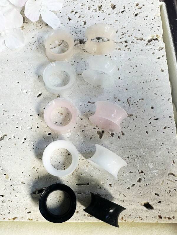 Set da 10 dilatatori auricolari in silicone ultrasottili da 9 mm, dilatatori auricolari, gioielli per piercing all'orecchio, adatti per l'uso quotidiano e come regalo per le feste, per clienti di colore rosso.