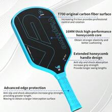 VISPINVO Racchetta da pickleball approvata USAPA, da 227 grammi, leggera e offensiva, con anima a nido d'ape in PP, superficie opaca CFS, fibra di carbonio T700 a punta, controllo preciso della palla, impugnatura antiscivolo, perfetta combinazione di prestazioni, durata e stile, adatta a tutti i livelli (da principianti a esperti), con borsa per pickleball