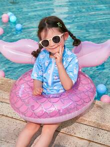 1 件儿童加厚双气室防倾覆美人鱼充气游泳圈，救生衣游泳池水上玩具，适合幼儿和儿童，男孩和女孩 - 彩色 - 查看 7
