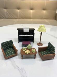 POKOJA LAND 1:12 娃娃屋场景迷你钢琴模型，迷你钢琴乐器玩具，配有椅子、乐谱、脚踏板、可开合的活动面板，ABS塑料材质，可DIY装饰，迷你玩具食物，迷你物件，非常可爱，品质优良，毕业礼物，玩具，1/12 娃娃屋配件 - 彩色 - 查看 9