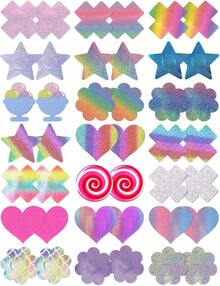 21 Pairs Pasties Pack Fun Nipple Covers Rave Pasties Bulk Rave Tops Accessories Festival Bikini Boob Covers Stickers - 03 Brown-blue-silver - View 10