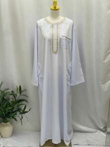Thobes elegantes multicolor con bordado dorado - Blanco - Ver 1