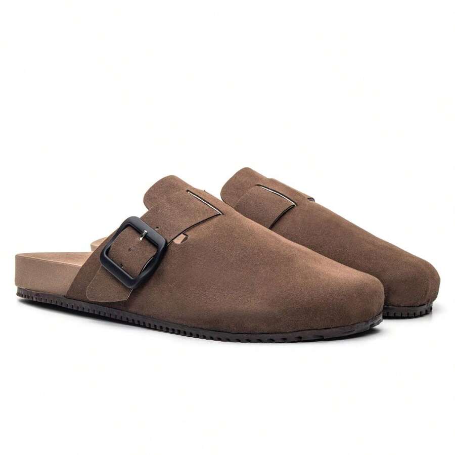 Women's  Mule Sandal Clog Closed Round Toe Anatomical Unisex Summer Winter Cute Basic Buckle - 棕色的 - 查看 1