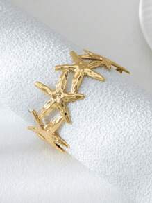 1pc Summer Holiday Beach Island Style Creative Golden Textured Starfish Bracelet For Women, Suitable For Travel / Vacation / Daily Wear