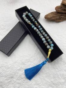 Caja de regalo premium con juego de 33 piezas de cuentas de oración musulmanas de 10 mm de colores, pulsera con borla hecha a mano