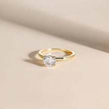 EAMTI 1.5CT 925 Sterling Silver Engagement Rings Round Cut Solitaire Cubic Zirconia CZ Wedding Promise Rings Her Wedding Bands Women Size 3-11 - Vàng - Xem 2