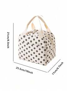 1pc Floral Corduroy Large Insulated Lunch Bag, Corduroy Fabric Feels Comfortable, Internal Aluminum Foil Keeps Warm & Waterproof, Handheld Big Capacity Lunch Tote For Work, School, Picnic Back To School School Stuff Bag For School Lunch Bag For Women Cooler Bag Picnic Accessories School Accessories