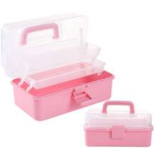 1pc Plastic 3-Layer Storage Box, Multipurpose Storage Box Container, Household Folding Tool Box, Portable Art Craft Case Container, Sewing Supplies Sorting Organizer, Medicine Box