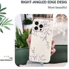 Funda de teléfono de silicona líquida con patrón de flores de cerezo, resistente a golpes y caídas, de moda y elegante
