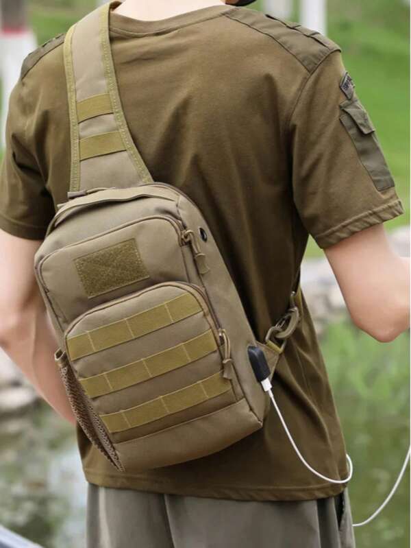 Tactical Shoulder Bag Molle Shoulder Backpacks Sling Daypack Backpack With USB Charging Port Chest Fishing Camping Fanny Pack