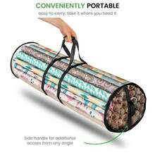1pc Clear Gift Wrap Storage Bag,PVC Wrapping Paper Storage Bag With Black Handles,Easy Carry Tube Container. - Black - View 7