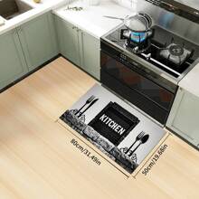 Kitchen Rug And Mat Set With My Kitchen Phrase Pattern, Non-Slip Washable, Kitchen Cushion, Smooth Soft Comfortable Easy To Clean Material, Suitable For Bedroom, Living Room, Dining Room, Kitchen, Bathroom, Entryway