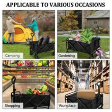 300LB Collapsible Wagon Cart With Foldable Tail Drag & Fixed Handle Clip Outdoor