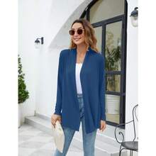 Newchoice Womens Casual Lightweight Long Sleeve Cardigan Soft Drape Open Front Fall Dusters (S-3XL) - Biru - View 8