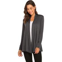 Newchoice Womens Casual Lightweight Long Sleeve Cardigan Soft Drape Open Front Fall Dusters (S-3XL) - Dark Grey - View 3