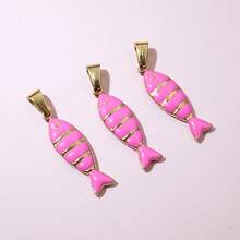 2pcs 28x7mm Stainless Steel Enamel Fish Charms Pendant With Pinch Clasp DIY Necklace Jewelry Making Accessories Findings - Fish - View 8