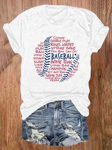 [Camiseta de béisbol de algodón] Camiseta de hombre inspirada en el béisbol, respirable de algodón - Informal de manga corta, cuello redondo, lavable a máquina para el verano - Blanco - Ver 1