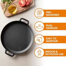 12-Inch Pre-Seasoned Cast Iron Skillet Pizza Pan - Heavy-Duty Cast Iron Frying Pan With Dual Handles - Campfire, And Outdoor Cooking, Daily Use, Home, Theme Party, Party, Restaurant, Hotel, Kitchen, Pizza Mold