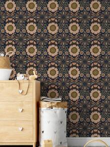 Vintage Floral Peel And Stick Wallpaper Boho, Retro Removable Contact Paper Midnight Bohemian Self-Adhesive Removable Wallcovering Pre-Pasted Flowering