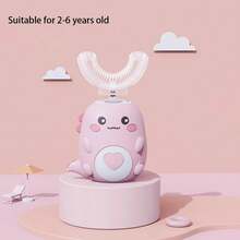 Children U-Shaped Electric Toothbrush 360 Degrees Smart Cartoon Kids Silicone Toothbrush Automatic Rechargeable  Toothbrush - 2-6 tuổi màu xanh - Xem 7