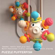 1pc Cute Puffer Fish Tactile Ball, Infant Sensory Toy, Baby Teether Toy, Interaction Sensory Ball - Colorful Plastic Grasping Toy, Suitable For Early Learning And Brain Development, Christmas/Birthday Gift For Baby Boys And Girls