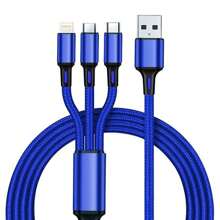 Nylon Braided 3-In-1 USB A To Type-C/Micro USB/Lightning Cable, Multi-Functional Fast Charging Data Sync Cord Compatible With IPhone////IPad Etc. Compatible With IPhone, Android, Camera, MP3 Universal Adapter, Charger