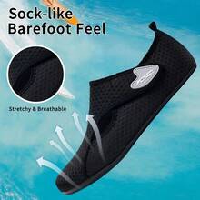 Nuevos zapatos de agua para hombres, zapatos de playa, zapatos de río; calcetines de agua descalzos; zapatos de agua para hombres, ligeros y antideslizantes, adecuados para playa de verano, senderismo en arroyos, surf, natación, navegación y otros deportes; zapatos de agua unisex - Negro - Ver 5