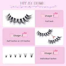 Pestañas postizas con aspecto natural y kit de pegamento, pestañas postizas 3D rizadas y cortas, pestañas postizas naturales con tiras suaves, paquete de 5 pares de pestañas (J03) - Negro - Ver 7