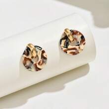 Fashionable Multi-Color Circular Acrylic Stud Earrings, Suitable For Women As Gift, Party Or Daily Wear