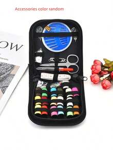 1pc Portable Sewing Kit, 10-Piece Household Sewing Tools Kits With Thread Organizer Box, Sewing Supplies - Black - View 5