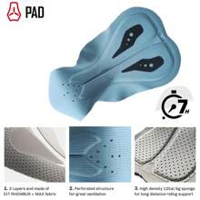 RAUDAX Shorts de cyclisme de compétition de haute qualité, faits d'un mélange élastique de polyester et de spandex, entièrement noirs avec des bandes de jambe réfléchissantes et antidérapantes, convenant pour le vélo tout-terrain en été