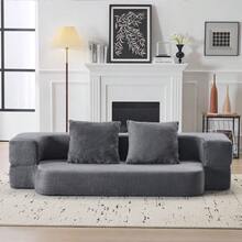 74.81"  Boneless Couch Sofa - High-Density Memory Foam Couch, 3-In-1 Sectional Sofa Bed, Removable Soft Fabric For Living Room (Light Grey) - 1 - Xem 1