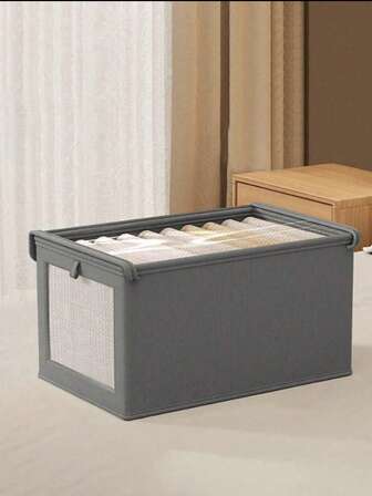 1/2 piezas Caja de almacenamiento de ropa con/sin tapa de tela, cesta de almacenamiento de ropa plegable con ventana visible para el armario, organizador de cajones de estilo para el hogar para jeans