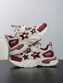 1 paio di scarpe sportive casual alla moda con chiusura a strappo, decorazione a stelle, superiore traspirante e forata, suola antiscivolo, adatte per la primavera, per ragazze