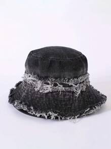 1pc Single-Sided Embroidered Solid Color Thin Bucket Hat, Women's Sun Protection, Korean Style Casual Versatile Sun Hat